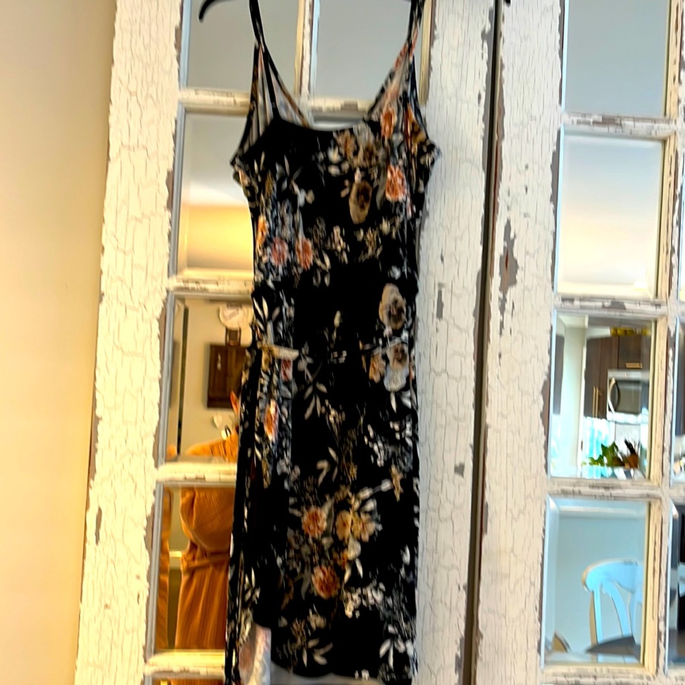 Veronica M Black Floral Slip Dress